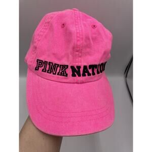 Victoria's Secret PINK Nation Hot Neon Pink Adjustable Baseball Cap Hat